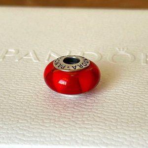 Pandora Red Murano Glass Sterling Silver Charm